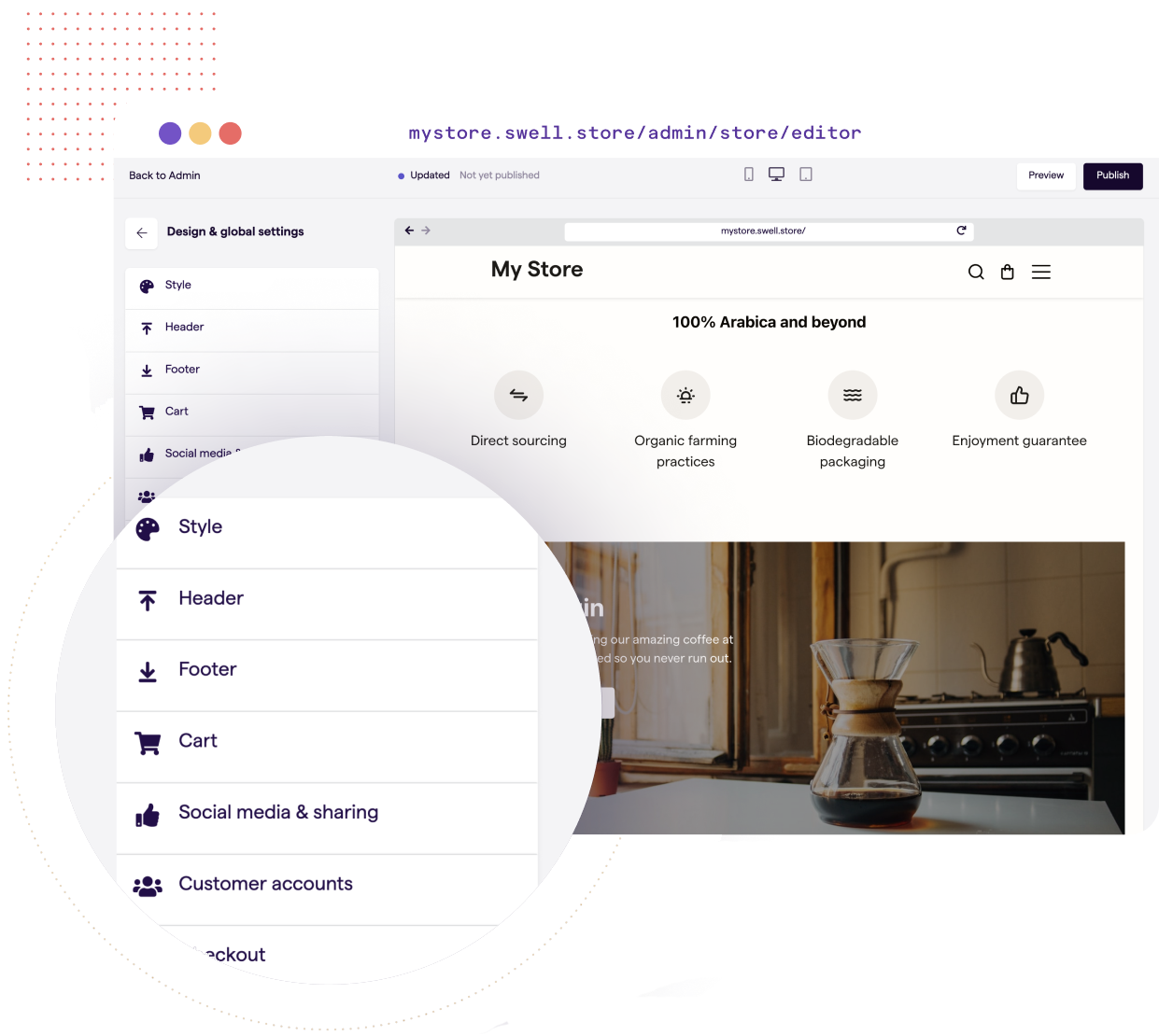 Storefront editor UI